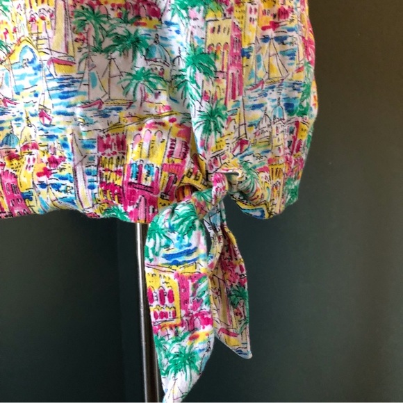 Talbots short sleeve knit top , with a fun tropical print - Picture 4 of 6